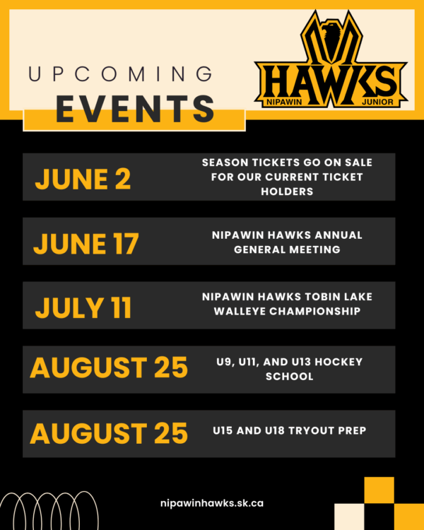 Nipawin Hawks Announce AGM, Season Ticket Sales, and Summer Hockey Programs