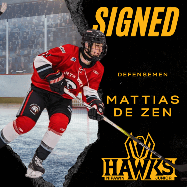 Nipawin Hawks Announce the Signing of Defenseman Mattias De Zen